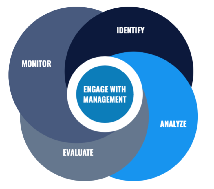 Identify > Analyze > Evaluate > Monitor
For more information refer to previous paragraph.